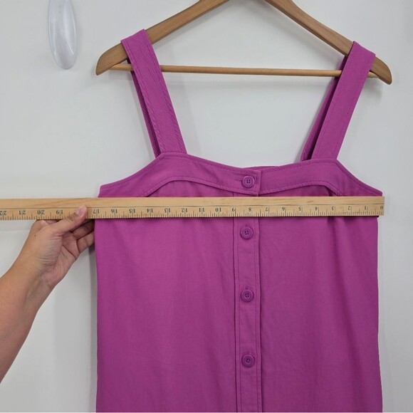 Everlane Midi Dress Womens 6 Magenta Full Button Down Square Neck Pockets - Picture 11 of 16